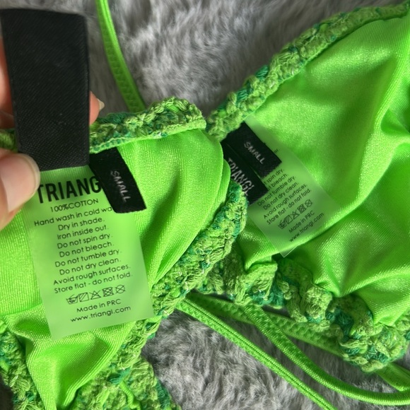 Triangl Crochet Grasse Green Thong Bikini Set S - Picture 8 of 8